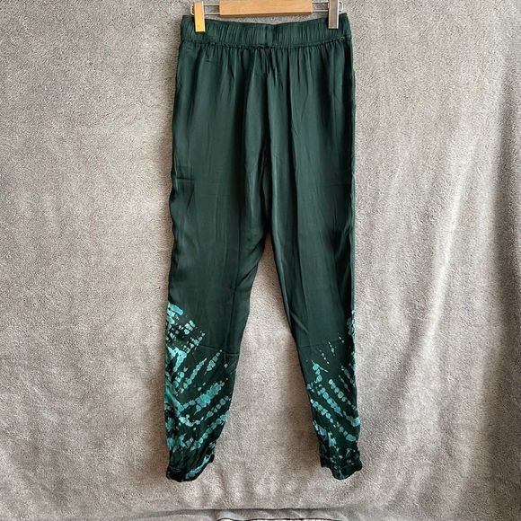 Young Fabulous & Broke Taylor Silky Emerald Tie Dye Satin Joggers - Picture 5 of 5